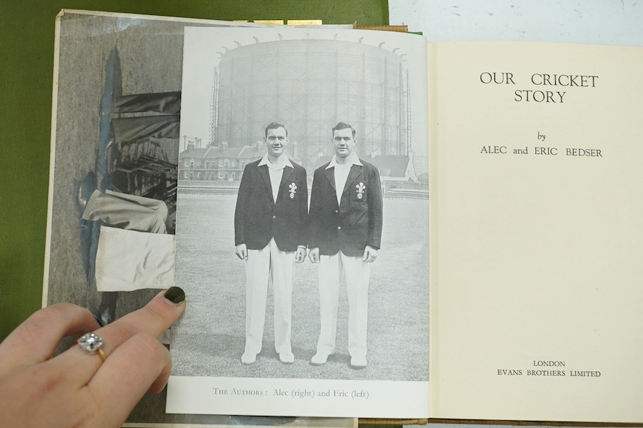 Standing, Percy Cross - Cricket of To-day and Yesterday, vol. 1 only (of 2), The Caxton Publishing Company, 1902; Bedser, Alec and Eric - Our Cricket Story, signed by the authors, Evans Brothers Limited, 1946, together w